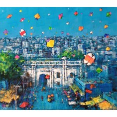 Zahid Saleem, 30 x 36 Inch, Acrylic on Canvas, Cityscape Painting, AC-ZS-203